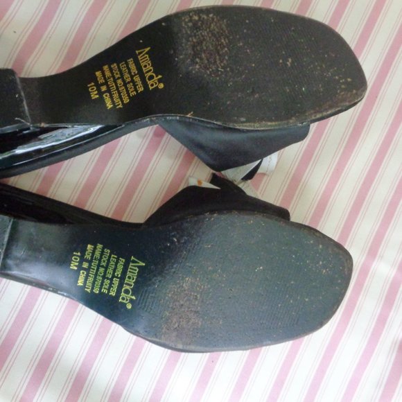 Amanda Sz 10 Slides-Kitten Heel-Black/White Shoes - Picture 5 of 8